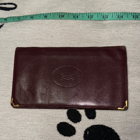 Cartier Bordeaux leather long checkbook / Wallet with Gold Accents